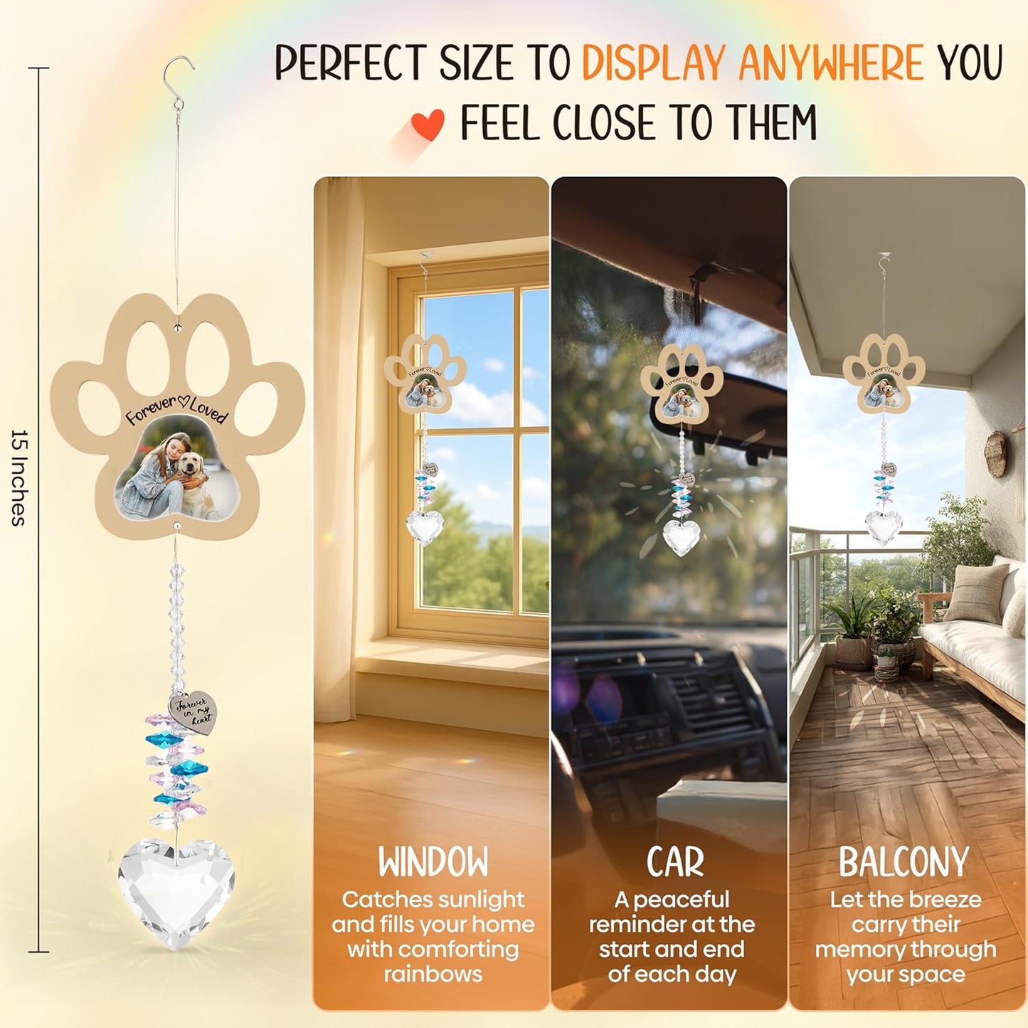 Personalized Pet Memorial Suncatcher Beige