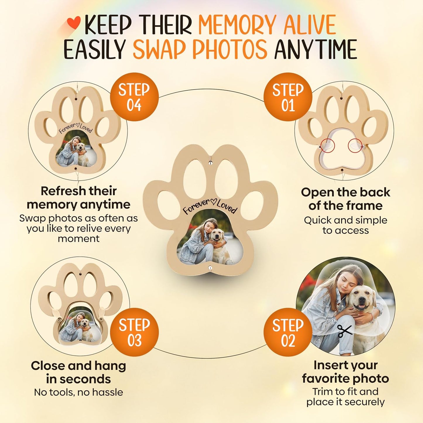 Personalized Pet Memorial Suncatcher Beige