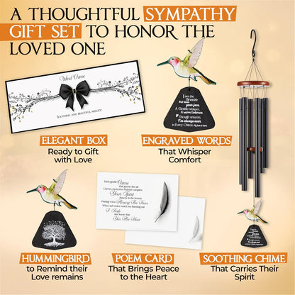Captain Decor 32'' Hummingbird Black Memorial Wind Chime