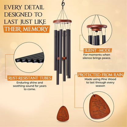 Captain Decor 32'' Teardrop Black Memorial Wind Chime