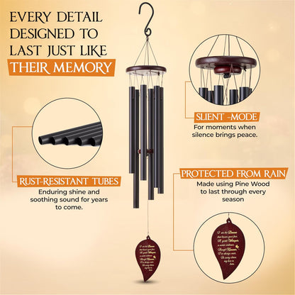 Captain Decor 32'' Leaf BlackMemorial Wind Chime