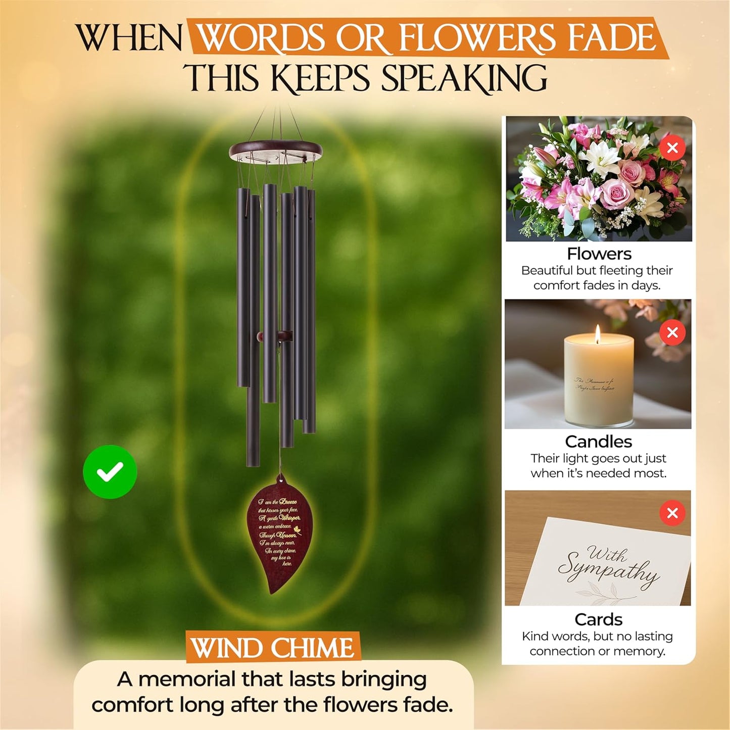 Captain Decor 32'' Leaf BlackMemorial Wind Chime
