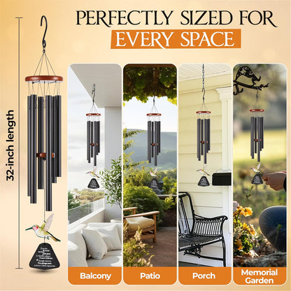 Captain Decor 32'' Hummingbird Black Memorial Wind Chime
