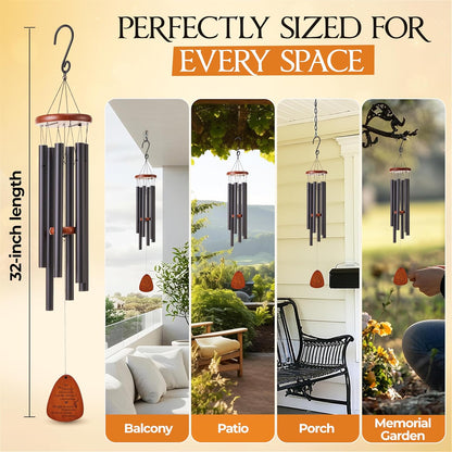 Captain Decor 32'' Teardrop Black Memorial Wind Chime