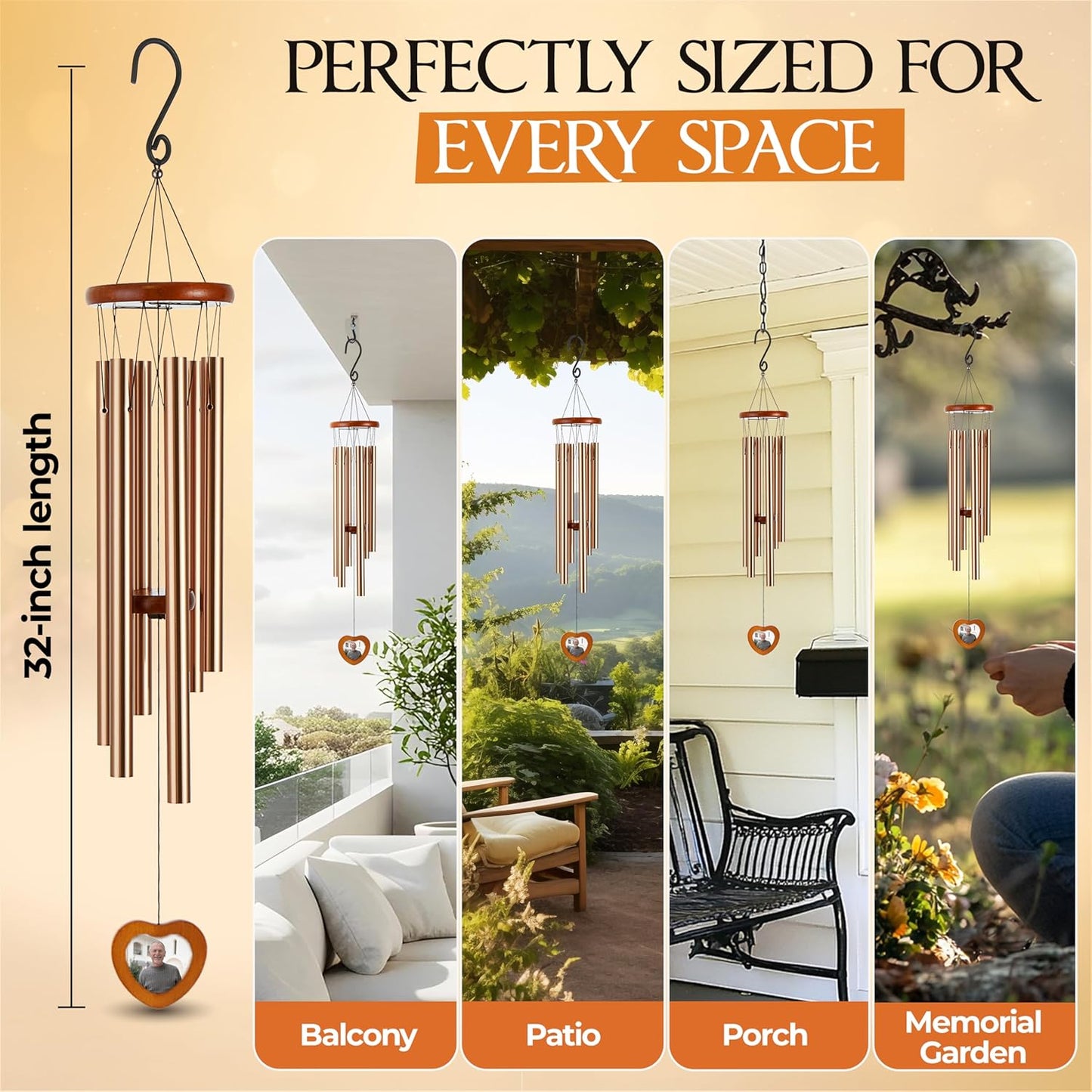 Captain Decor 32'' Golden and Brown Memorial Wind Chime