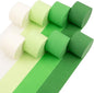 Captain Décor 8 Green Streamers with White, 656ft Pack of Green Crepe Paper Roll for Party Decorations, Party Streamers for Birthday Decorations (1.8 inch x 82 ft/Roll)