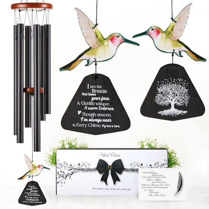 Captain Decor 32'' Hummingbird Black Memorial Wind Chime