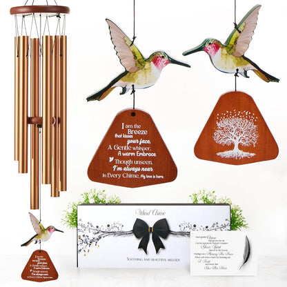 Captain Decor 32'' Hummingbird  Golden Memorial Wind Chime