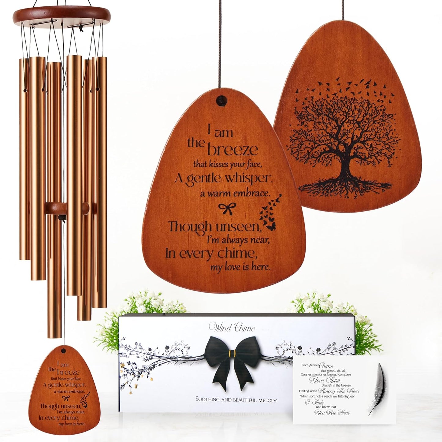 Captain Decor 32'' Teardrop Golden Memorial Wind Chime